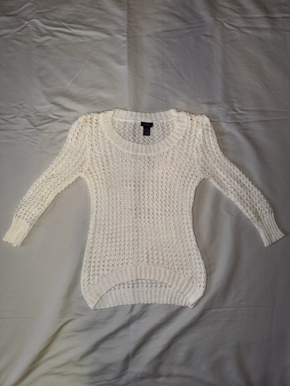 Rue21 White Open‎ Weave Scoopneck Sweater size M